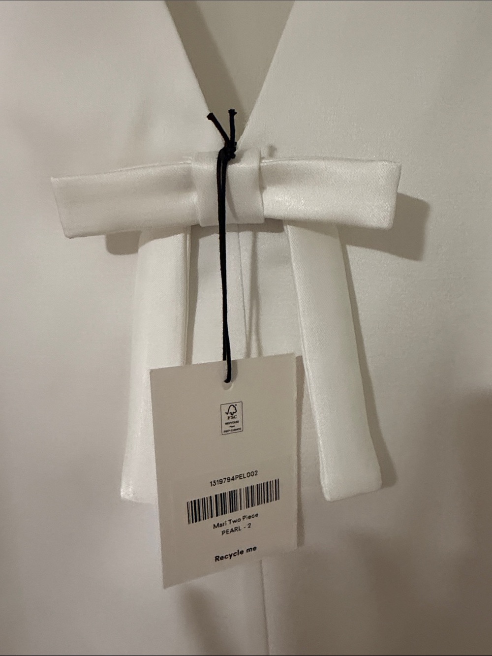 Reformation White Mini Tank Top and Skirt Set with Front Bow - Picture 5 of 7